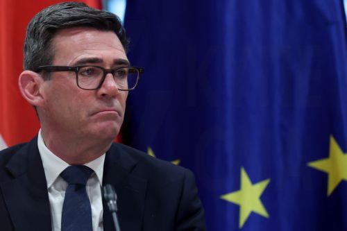 epa13289282 British Prime Minister Andy Burnham attends German - British Economic Forum at the Chancellery in Berlin, Germany, 08 October 2026.  EPA/FILIP SINGER