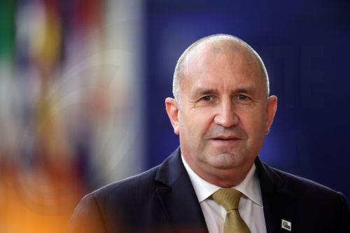 epa13305935 Bulgarian Prime Minister Rumen Radev arrives for a European Council summit in Brussels, Belgium, 15 October 2026. European Union (EU) heads of state and government are meeting for a two-day summit on 15 and 16 October 2026 focusing on European competitiveness and energy prices, the EU's long-term budget for 2028-2034, continued support for...