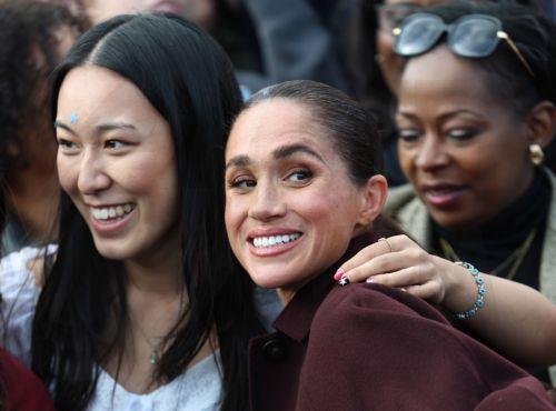 epa13306178 Meghan the Duchess of Sussex is greeted by well-wishers as she departs the Community Recording Studio in Nottingham, Britain, 15 October 2026. The couple are visiting a number of charities and businesses in the East Midlands city.  EPA/NEIL HALL
