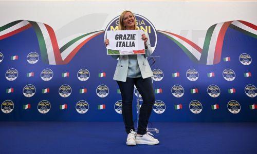epa10206626 Giorgia Meloni at the headquarters of the Brothers of Italy (Fratelli d'Italia) in Rome, Italy, 25 September 2022. Italy held a  general snap election on 25 September following its prime minister's resignation in July. Final results are expected to be announced on 26 September.  EPA/ETTORE FERRARI