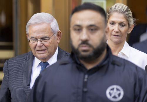epa10886204 Democratic Senator from New Jersey Bob Menendez (L) and his wife Nadine Arslanian Menendez (R) depart US federal court after a hearing following his indictment this week on bribery charges in New York, New York, USA, 27 September 2023. Senator Menendez, his wife, and three New Jersey businessmen are accused of bribery scheme, including...