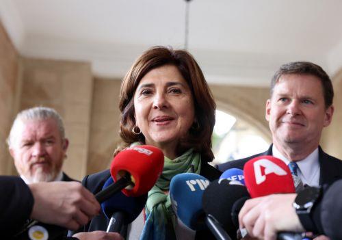 Η προσωπική απεσταλμένη του Γενικού Γραμματέα των Ηνωμένων Εθνών για το Κυπριακό κα Μαρία Άγκελα Χολγκουϊν Κουελάρ, στο Προεδρικό Μέγαρο στην Λευκωσία 30 Ιανουαρίου 2024. ΚΥΠΕ/ΚΑΤΙΑ ΧΡΙΣΤΟΔΟΥΛΟΥ