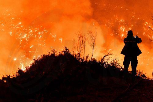 Φωτογραφία που δόθηκε στη δημοσιότητα την Δευτέρα 30 Σεπτεμβρίου 2024 από την φωτιά που ξέσπασε σε δασική έκταση στην περιοχή Άνω Λουτρό Κορινθίας, Κυριακή 29 Σεπτεμβρίου 2024. Σύμφωνα με την Πυροσβεστική, η φωτιά εκδηλώθηκε γύρω στις 10.51 σε δύσβατο σημείο, γεγονός που δυσχεραίνει το έργο των πυροσβεστικών δυνάμεων, χωρίς ωστόσο να απειλείται κατοικημένη...