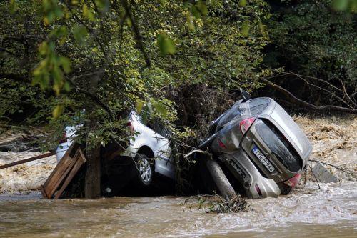 epaselect epa11641737 Damaged cars stranded by the flash floods in the village of Trosnjik near Fojnica, Bosnia and Herzegovina, 04 October 2024. Central and southern parts of Bosnia and Herzegovina were hit by a severe rainstorm overnight, which caused widespread flooding, closing roads, cutting electricity, and disrupting telecom signals. Rescue services...