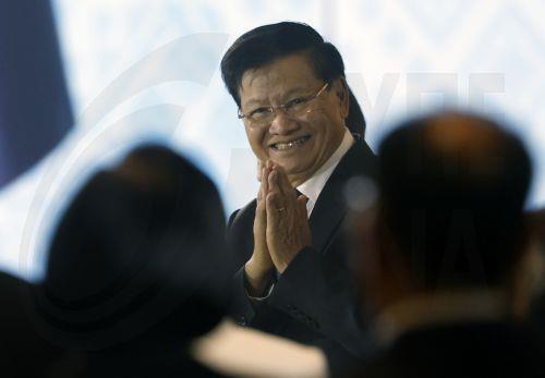 epa11650070 Laos' President Thongloun Sisoulith greets during the opening ceremony of the 44th and 45th ASEAN Summits and Related Summits at the National Convention Center in Vientiane, Laos, 09 October 2024. Leaders of the Association of Southeast Asian Nations (ASEAN) gather at a summit hosted by Laos in the capital of Vientiane to strengthen diplomatic...