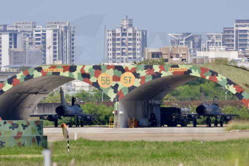 epa11657897 Taiwan Air Force Mirage 2000 fighter jets refuel inside the airbase in Hsinchu, Taiwan, 14 October 2024. China announced on 14 October that it will conduct the 'Joint Sword-2024B' military drills around Taiwan.  EPA/RITCHIE B. TONGO