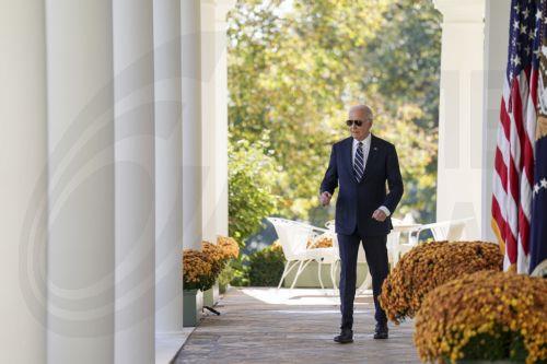 epa11707730 US President Joe Biden arrives to speak during an address to the nation in the Rose Garden of the White House in Washington, DC, USA, 07 November 2024. Biden stated he accepts the choice the country made, after former US President Donald Trump beat out US Vice President Kamala Harris to become 47th president of the United States.  EPA/ALEXANDER...