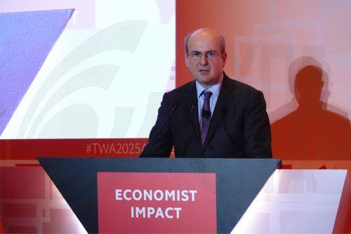 (Ξένη Δημοσίευση) Ο υπουργός Εθνικής Οικονομίας και Οικονομικών Κωστής Χατζηδάκης μιλάει στην εκδήλωση The World Ahead 2025 – Athens Gala Dinner του ECONOMIST, που διεξάγεται στο Ξενοδοχείο Ιντερκοντινένταλ στην Αθήνα, Τρίτη 28 Ιανουαρίου 2025. ΑΠΕ-ΜΠΕ/ECONOMIST IMPACT/ΧΑΡΗΣ ΑΚΡΙΒΙΑΔΗΣ