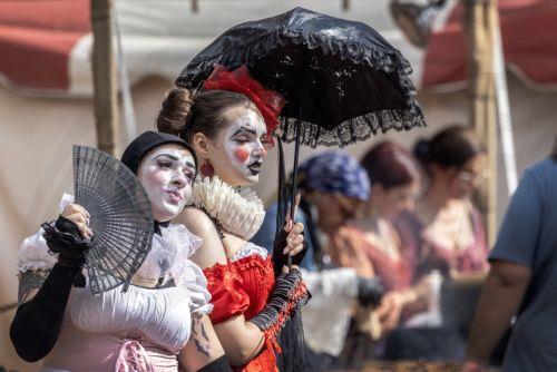 epa11869410 People attend the Florida Renaissance Festival celebrated in Deerfield Beach, Florida, USA, 01 February 2025. The Florida Renaissance Festival marks 33 years of transporting visitors to a magical world filled with royalty, mythical creatures, warriors, and entertainers across seven weekends of festivities.  EPA/CRISTOBAL HERRERA-ULASHKEVICH
