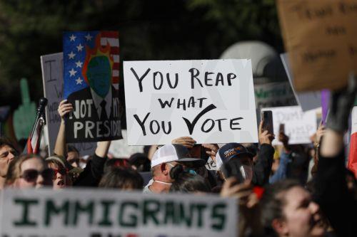 epaselect epa11877845 Demonstrators protest against US President Donald Trumpâ€™s policies and executive orders at the State Capitol in Sacramento, California, USA, 05 February 2025. Demonstrators across all 50 US states are participating in the 50501 Movement, also know as '50 states, 50 protest, one day.' Organizers and participants are advocating for a...