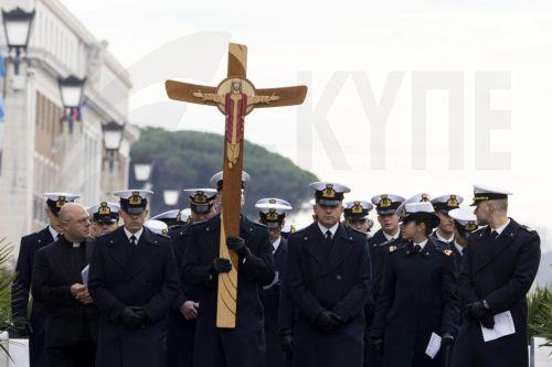 epa11882375 People participate in the Jubilee of the Armed Forces, Police, and Security Personnel in Rome, Italy, 08 February 2025. The Jubilee of the Armed Forces, Police, and Security Personnel takes place on 08 and 09 February.  EPA/MASSIMO PERCOSSI