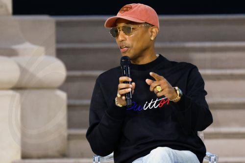epa11888259 US musician and fashion designer Pharrell Williams delivers a speech during a plenary session of the Artificial Intelligence (AI) Action Summit at the Grand Palais in Paris, France, 11 February 2025. The summit takes place from 10 to 11 February.  EPA/MOHAMMED BADRA