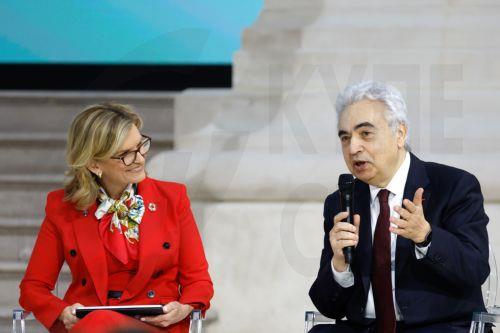 epa11888352 International Telecommunication Union (ITU) Secretary-General Doreen Bogdan-Martin (L) and International Energy Agency (IEA) Executive Director Fatih Birol (R) attend a plenary session of the Artificial Intelligence (AI) Action Summit at the Grand Palais in Paris, France, 11 February 2025. The summit takes place from 10 to 11 February. ...