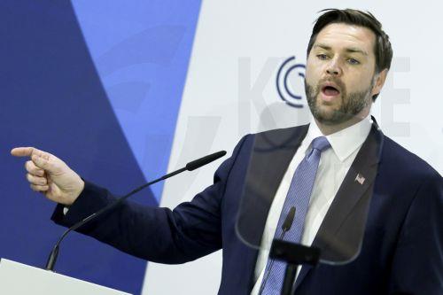 epa11895863 US Vice President JD Vance speaks during the 61st Munich Security Conference (MSC), in Munich, Germany, 14 February 2025. High-level international decision-makers meet at the 61st Munich Security Conference in Munich from 14 to 16 February 2025 during their annual meeting to discuss global security issues.  EPA/RONALD WITTEK