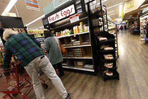 epa11906340 People shop for eggs at a grocery store in Oakland, California, USA, 18 February 2025. The bird flu has caused a spike in prices as the cost of eggs nationwide has now hit a record high of $4.95 a dozen and cartons can cost $10 or more for organic or cage-free eggs.  EPA/JOHN G. MABANGLO