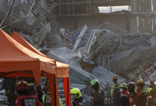 epa11996761 A sniffer dog searches for survivors at the site of a collapsed building, following an earthquake in Bangkok, Thailand, 29 March 2025. According to Suriyachai Rawiwan, Director of the Department of Disaster Prevention and Mitigation, at least seven fatalities have been confirmed, nine injured were taken to the hospital and at least 85 workers...