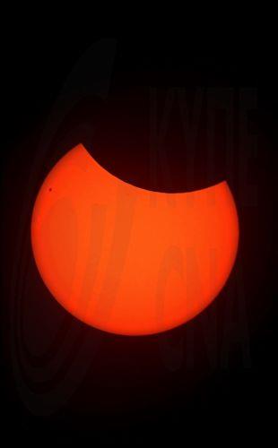 epa11996931 A view of the partial solar eclipse from Essen, Germany, 29 March 2025. A solar eclipse happens when the Moon passes between the Sun and Earth, casting a shadow on Earth that either fully or partially blocks the Sun's light in some areas.  EPA/CHRISTOPHER NEUNDORF