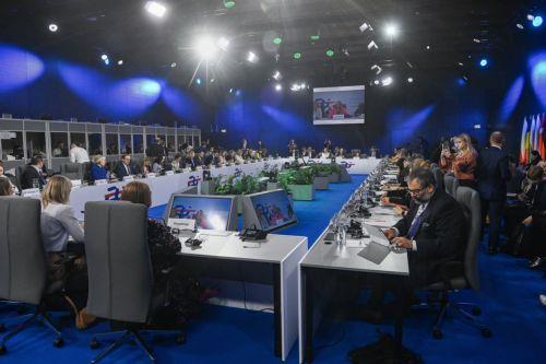 epa12031654 Ministers and delegates attend the informal EU Ministers for Social Affairs meeting, organized as part of Poland's presidency of the EU Council, at the Warsaw Citadel, Poland, 14 April 2025.  EPA/PIOTR NOWAK POLAND OUT