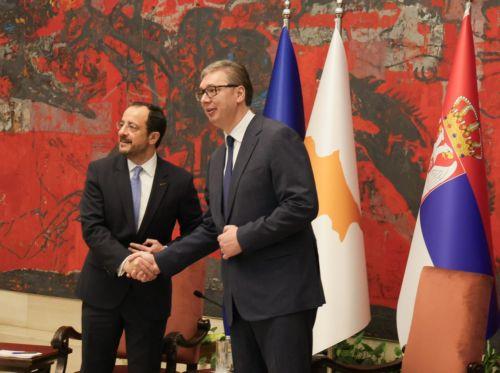 Ο Πρόεδρος της Δημοκρατίας κ. Νίκος Χριστοδουλίδης σε κατ' ιδίαν συνάντηση με τον Πρόεδρο της Σερβίας κ. Aleksandar Vučić.