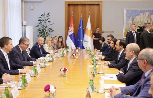 Ο Πρόεδρος της Δημοκρατίας κ. Νίκος Χριστοδουλίδης σε διευρυμένη συνάντηση με τον Πρόεδρο της Σερβίας κ. Aleksandar Vučić.