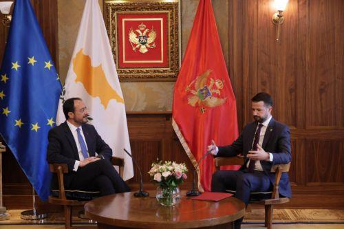 Ο Πρόεδρος της Δημοκρατίας κ. Νίκος Χριστοδουλίδης σε κατ' ιδίαν συνάντηση με τον Πρόεδρο του Μαυροβουνίου κ. Jakov Milatović.