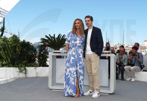 epa12102435 Cecile de France (L) and French director Yann Gozlan (R) attend the photocall for 'Dalloway' during the 78th annual Cannes Film Festival, in Cannes, France, 15 May 2025. The film festival runs from 13 to 24 May 2025.  EPA/MOHAMMED BADRA