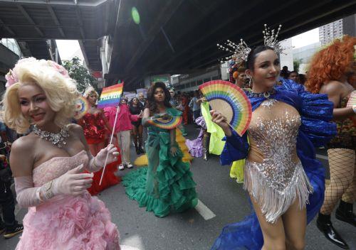 epa12149221 Participants take part in the Bangkok Pride Parade 2025 to celebrate Pride Month in Bangkok, Thailand, 01 June 2025. Thousands of people joined the parade along the main road of a major business district. Pride Month is celebrated worldwide every June to commemorate the 1969 Stonewall uprising and to raise awareness and promote equal rights for...