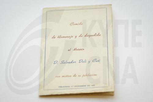 epa12154992 A invitation owned by Salvador Dali's family is displayed in Figueres, Spain, 04 June 2025. Original furniture and objects from Salvador Dali's family were donated to the museum located at the Dali family home.  EPA/DAVID BORRAT  EPA-EFE/DAVID BORRAT