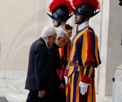 epa12159476 Italian President Sergio Mattarella arrives for a private audience with Pope Leo XIV (not pictured) at the San Damaso courtyard in the Vatican City, 6 June 2025.  EPA/GIUSEPPE LAMI