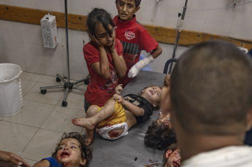 epa12161779 GRAPHIC CONTENT - Injured Palestinian children receive treatment at Nasser Hospital after Israeli aistrikes hit near the tents of displaced persons west of Khan Yunis, southern Gaza Strip, late 06 June 2025 (issued 07 June 2025). More than 54,600 Palestinians have been killed in the Gaza Strip, according to the Palestinian Ministry of Health,...