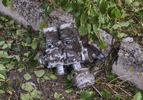 epa12161801 Drone debris at the site of a drone strike in Kharkiv, northeastern Ukraine, 07 June 2025, amid the Russian invasion. At least three people were killed and 21 others injured, including two children, after Russian forces launched an overnight combined attack by shock drones and rockets on Kharkiv and its suburbs, Kharkiv Mayor Ihor Terekhov wrote...