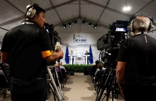 epaselect epa12178164 President of the European Commission Ursula von der Leyen (L) and President of the European Council AntÃ³nio Costa (R) take part in a press conference during the G7 Leaders' Summit in Kananaskis, Alberta, Canada, 15 June 2025. World leaders are expected to gather in Kananaskis, Alberta from June 15 to 17 for the G7 Summit.  EPA/SPENCER...