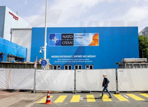 epa12185112 Exterior of the World Forum ahead of the upcoming NATO summit in The Hague, the Netherlands, 19 June 2025. The 2025 NATO summit will take place in The Hague from 24 to 25 June.  EPA/REMKO DE WAAL