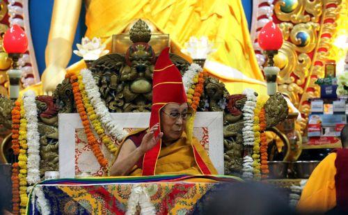 epa12217047 Tibetan Buddhism spiritual leader the Dalai Lama (C) attends a prayer ceremony for his long-life at Tibetans' main temple of Tsuglagkhang at McLeod Ganj, near Dharamsala, India, 05 July 2025. A special prayer ceremony was held for the Dalai Lama's long-life ahead of Dalai Lama's 90th birthday on 06 July.  EPA/HARISH TYAGI