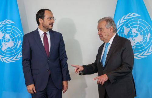 Ο Πρόεδρος της Δημοκρατίας κ. Νίκος Χριστοδουλίδης στο δείπνο που παραθέτει ο Γενικός Γραμματέας του Οργανισμού Ηνωμένων Εθνών κ. António Guterres, στο πλαίσιο της άτυπης διευρυμένης συνάντησης για την Κύπρο, στην Έδρα των Ηνωμένων Εθνών, Νέα Υόρκη, Ηνωμένες Πολιτείες Αμερικής