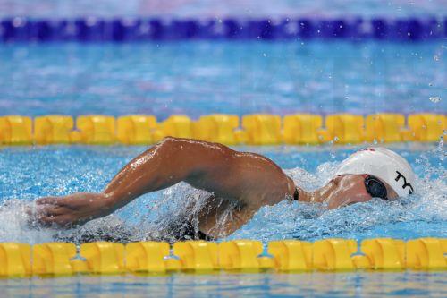 epa12267597 Katie Ledecky of the USA competes in the Women’s Freestyle 1500m heats at the World Aquatics Championships Singapore 2025 in Singapore, 28 July 2025.  EPA/FAZRY ISMAIL