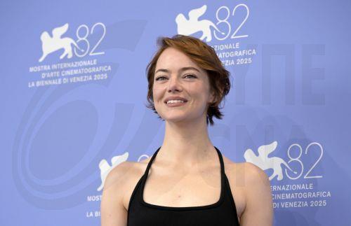 epa12329684 US actor Emma Stone poses at a photocall for 'Bugonia' during the 82nd annual Venice International Film Festival, Venice, Italy, 28 August 2025. The 82nd Venice Film Festival runs from 28 August to 06 September 2025.  EPA/Riccardo Antimiani