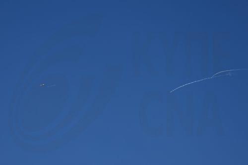 epa12436550 An Israeli fighter jet releases flares over the Gaza Strip  07 October 2025. October 07 marks two years since the Palestinian militant group Hamas launched a surprise attack on Israel, taking dozens of hostages and killing nearly 1,200 people. In response, Israel began its war on Gaza, which has killed more than 66,000 people, displaced millions...