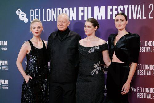 epa12449278 (L-R) US actor Elle Fanning, Swedish actor Stellan Skarsgard, and Norwegian actors Inga Ibsdotter Lilleaas and Renate Reinsve arrive for the gala screening of 'Sentimental Value' during the BFI London Film Festival at Royal Festival Hall in London, Britain, 12 October 2025. The 69th edition of the annual film festival runs from 08 to 19 October...