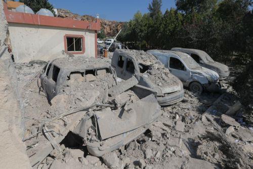 epa12460120 The damage is seen following a series of Israeli airstrikes on a cement plant in the southern Lebanese village of Ansar, Lebanon, 17 October 2025. Israeli airstrikes on 16 October targeted  the largest cement factory in southern Lebanon. According to the Lebanese health ministry, Israeli airstrikes in the south and eastern part of Lebanon had...