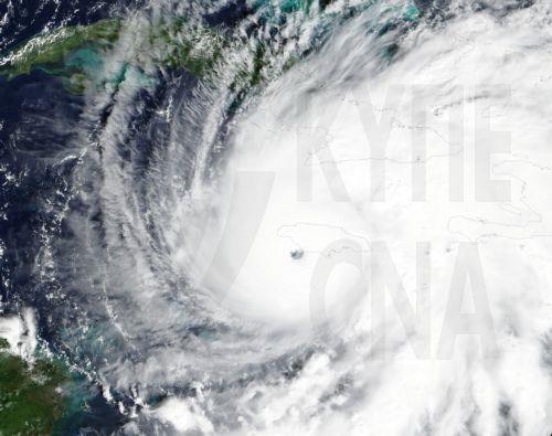 epa12488417 A handout satellite image made available by NASA's Worldview application, part of the NASA Earth Science Data and Information System (ESDIS), shows Hurricane Melissa approaching Jamaica, 28 October 2025. The Category 5 storm made landfall on the Caribbean island on 28 October, prompting the National Hurricane Center (NHC) to warn of...