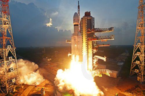 epa12499918 A handout photo made available by The Indian Space Research Organisation (ISRO) shows ISRO's launch vehicle LVM3-M5 carrying the communication satellite CMS-03 lifting off from the launch pad at the Satish Dhawan Space Centre, in Sriharikota, Andhra Pradesh, India, 02 November 2025 (issued 03 November 2025). India's LVM3 launch vehicle...