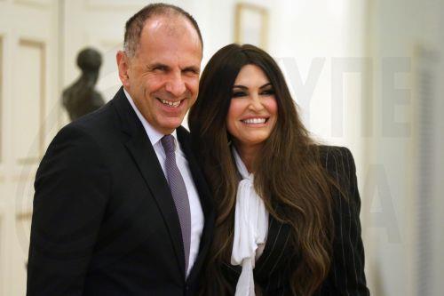 epa12502389 Greek Foreign Minister Giorgos Gerapetritis (L) welcomes new US Ambassador to Greece Kimberly Guilfoyle (R) at the Ministry of Foreign Affairs in Athens, Greece, 04 November 2025, following the presentation of her credentials to the Greek president.  EPA/ORESTIS PANAGIOTOU