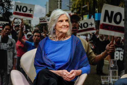 epa12585149 Olivia Stokes Dreier during the Nobel Peace Prize peace forum in the University's auditorium in Oslo, Norway, 11 December 2025. She received the Nobel Peace Prize 2025 for her tireless work promoting democratic rights for the people of Venezuela and for her struggle to achieve a just and peaceful transition from dictatorship to democracy. Due to...