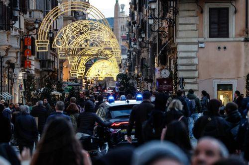 epa12618077 Italian Carabinieri are on patrol as part of the security plan for New Year's Eve celebrations in Rome, Italy, 30 December 2025. Cities across the country are preparing for the festivities with various security measures and restrictions, which include the use of metal detectors and restricted access to major public squares, according to...