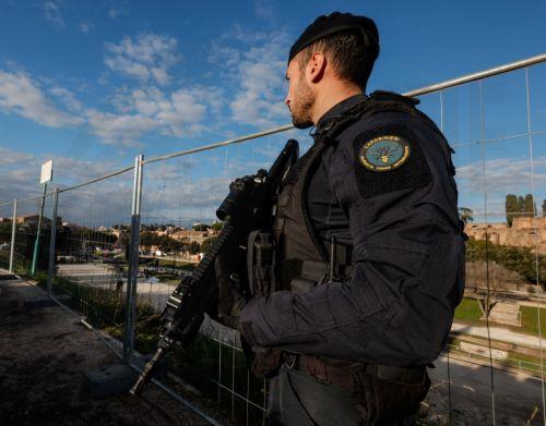 epa12618078 Italian Carabinieri are patrolling the Circo Massimo as part of the security plan for New Year's Eve celebrations in Rome, Italy, 30 December 2025. Cities across the country are preparing for the festivities with various security measures and restrictions, which include the use of metal detectors and restricted access to major public squares,...