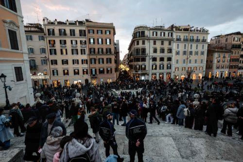 epa12618082 Police are on patrol as part of the security plan for New Year's Eve celebrations in Rome, Italy, 30 December 2025. Cities across the country are preparing for the festivities with various security measures and restrictions, which include the use of metal detectors and restricted access to major public squares, according to officials. ...