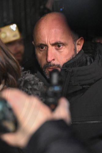 epa12637569 French owner of the bar in Crans-Montana, where the deadly fire happened on New Year's Day, Jacques Moretti arrives for questioning by the Valais public prosecutor's office in Sion, Switzerland, 09 January 2026. Swiss authorities have confirmed 40 fatalities, mostly teenagers and young adults, and 116 severe injuries following a fire at the Le...