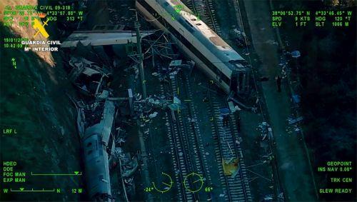 epa12660952 A screen grab from a video made available by the Spanish Civil Guard shows agents gathering evidence at the site of the wreckage where, on 18 January 2026, at least 39 people died after a high-speed train carrying more than 300 passengers derailed and collided with another train traveling in the opposite direction on an adjacent track near the...