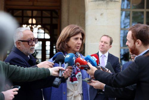 Η προσωπική απεσταλμένη του Γενικού Γραμματέα των Ηνωμένων Εθνών για το Κυπριακό κα Μαρία Άνχελα Ολγκίν Κουεγιάρ, μιλά στους δημοσιογράφους μετά την συνάντηση της με τον Πρόεδρο της Δημοκρατίας Νίκο Χριστοδουλίδη στο Προεδρικό Μέγαρο στην Λευκωσία 27 Ιανουαρίου 2026. ΚΥΠΕ/ΚΑΤΙΑ ΧΡΙΣΤΟΔΟΥΛΟΥ